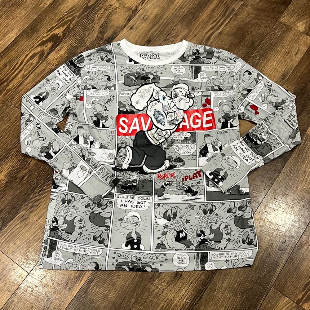 Popeye Savage comic strip long sleeve shirt